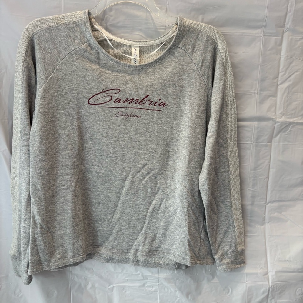 NWOT Live Love OURAY Gray Cambria CA Sweat Shirt terry lined boatneck SZ L - Picture 8 of 12